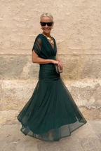 Women's Floral Maxi Dress Off-Shoulder A-Line Evening Style | Nadia