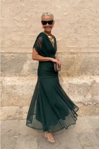 Women's Floral Maxi Dress Off-Shoulder A-Line Evening Style | Nadia