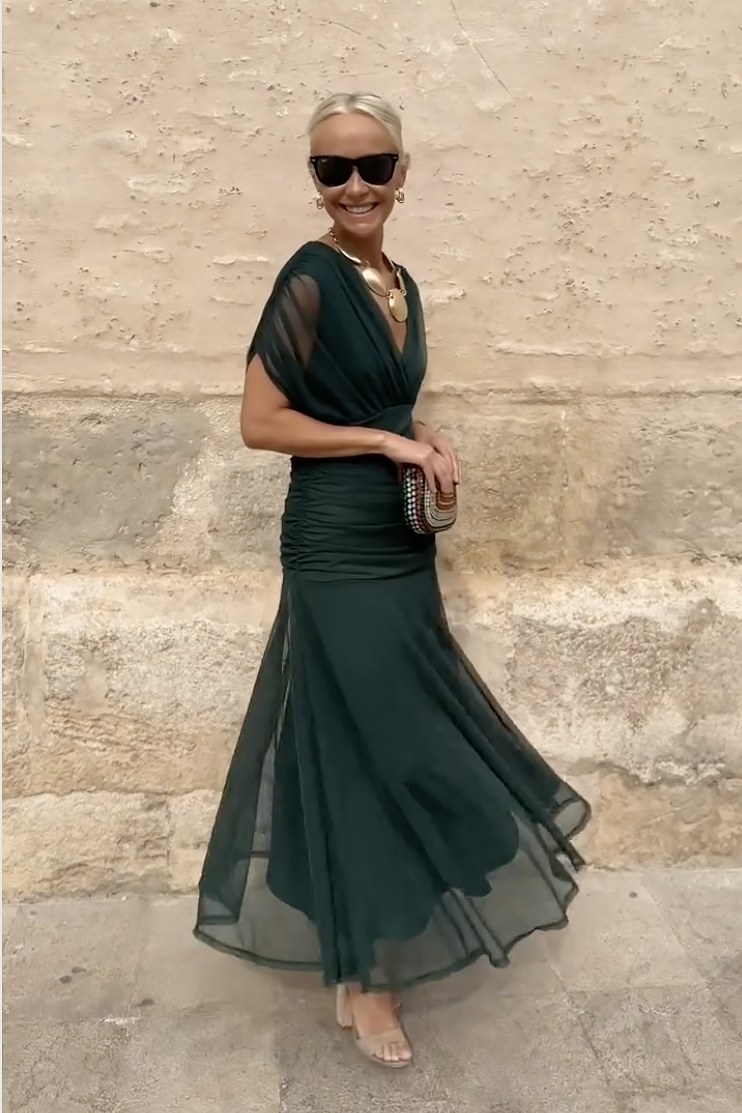 Women's Floral Maxi Dress Off-Shoulder A-Line Evening Style | Nadia