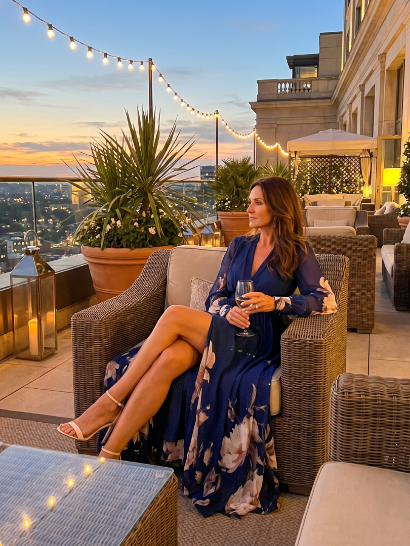 Women's Floral Maxi Dress with Sheer Long Sleeves | Charlotte