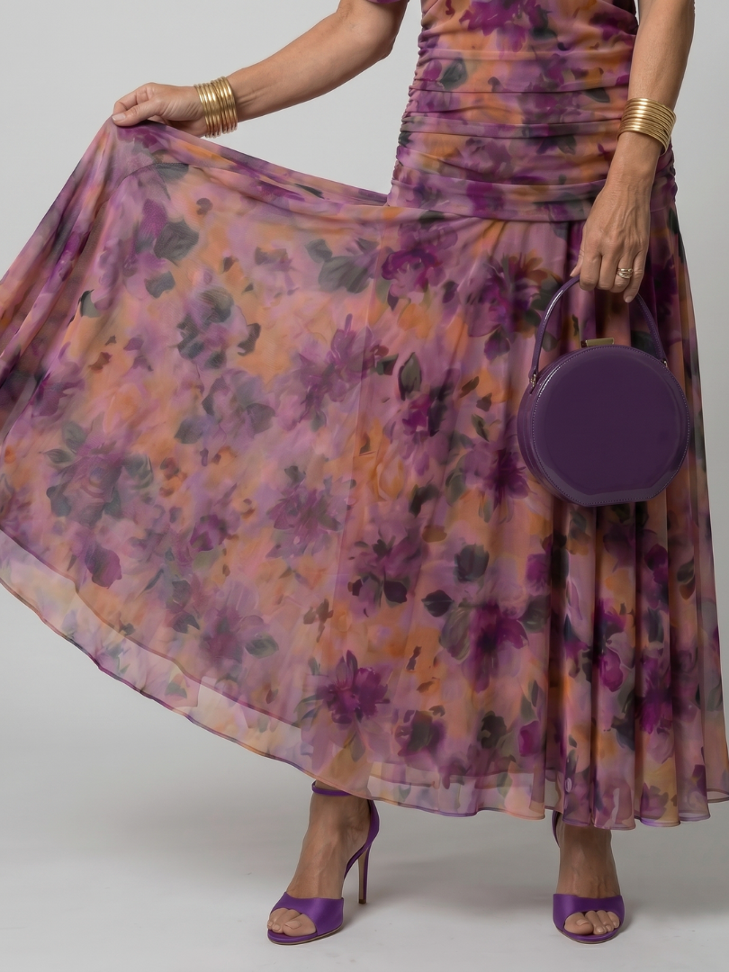 Women's Floral Off-Shoulder Chiffon Midi Dress | Elsie