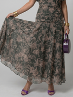 Women's Floral Off-Shoulder Chiffon Midi Dress | Elsie