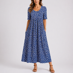 Women's Floral Print A-Line Maxi Dress with Pockets | Sophie