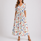 Women's Floral Print A-Line Maxi Dress with Pockets | Sophie