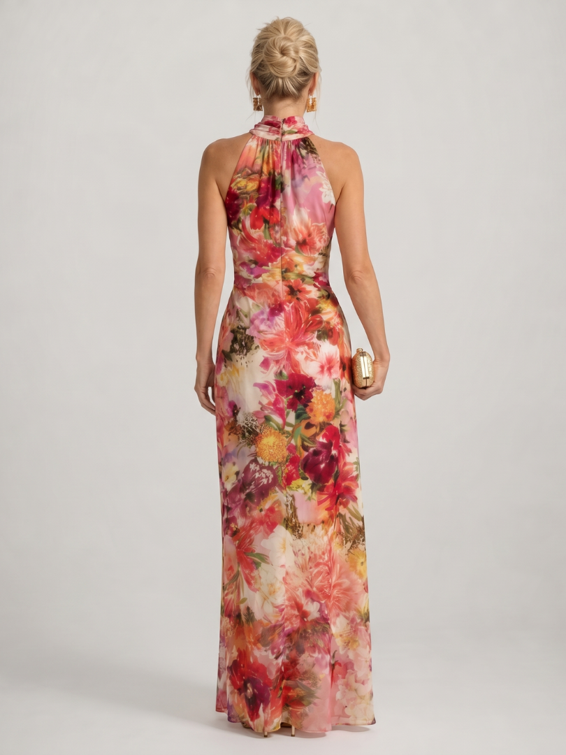 Women's Floral Print Halter Neck Maxi Dress | Sophie