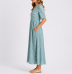 Women's Floral Print Midi Dress with Pockets | Cecilia