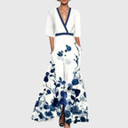 Women's Floral Satin Wrap Maxi Dress V-Neck | Molly