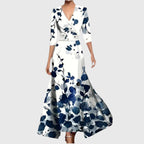Women's Floral Satin Wrap Maxi Dress V-Neck | Molly