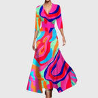 Women's Floral Satin Wrap Maxi Dress V-Neck | Molly