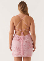 Women's Floral Sequin Beaded Mini Dress | Aubrey