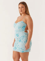Women's Floral Sequin Beaded Mini Dress | Aubrey