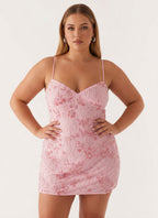 Women's Floral Sequin Beaded Mini Dress | Aubrey