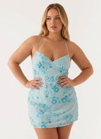 Women's Floral Sequin Beaded Mini Dress | Aubrey