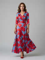 Women's Floral Wrap Maxi Dress with Tie-Waist Detail | Clara