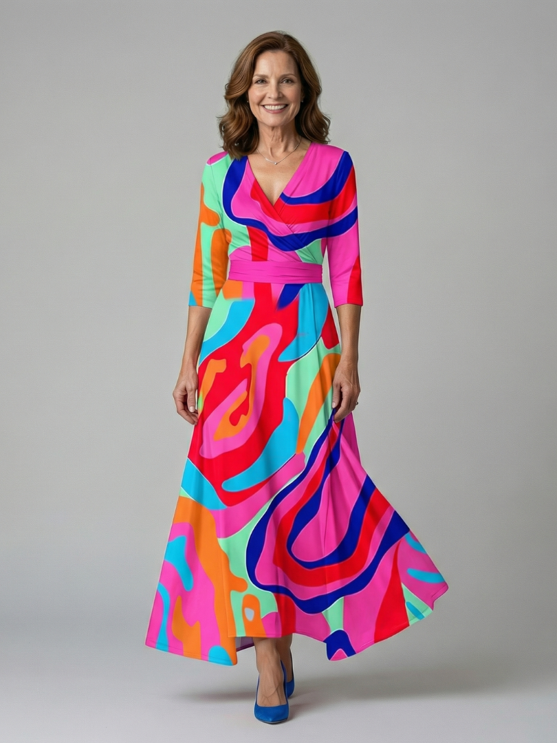 Women's Floral Wrap Maxi Dress with Tie-Waist Detail | Clara