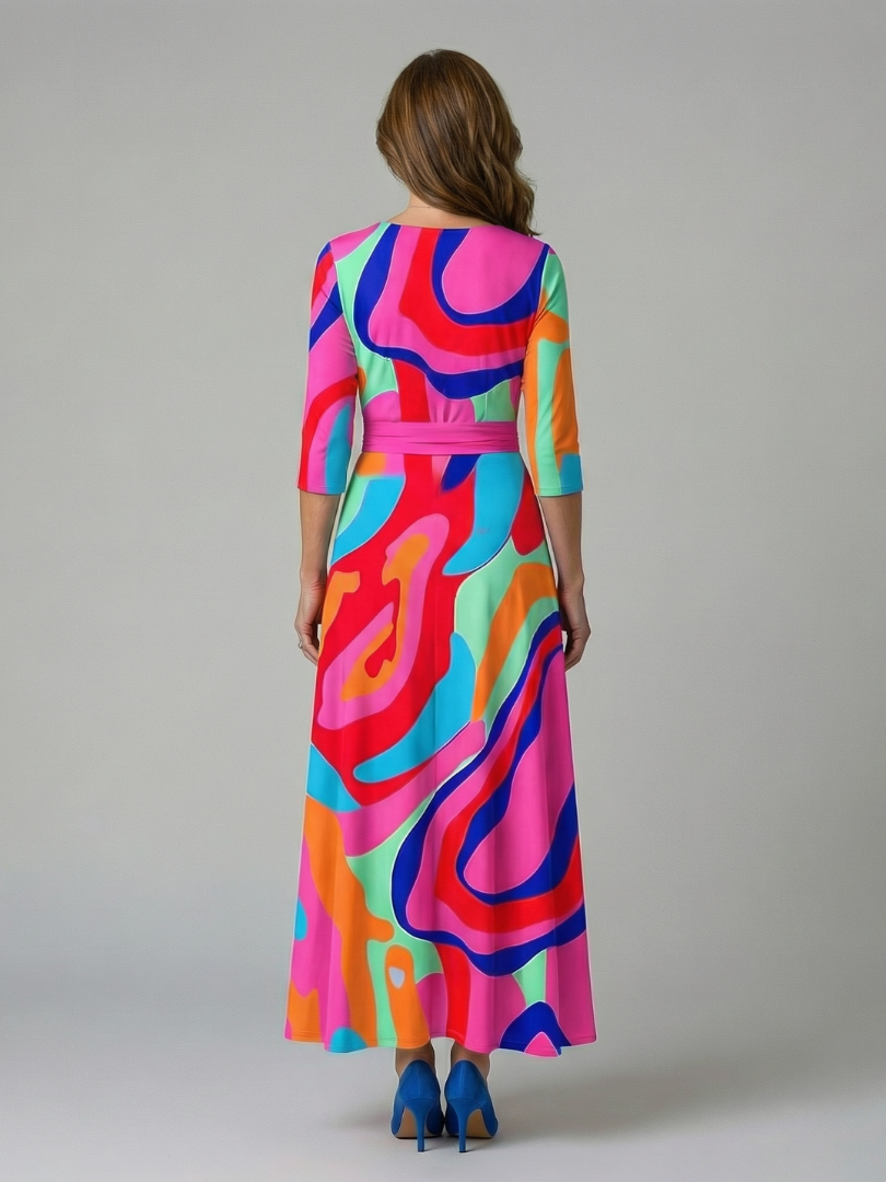 Women's Floral Wrap Maxi Dress with Tie-Waist Detail | Clara