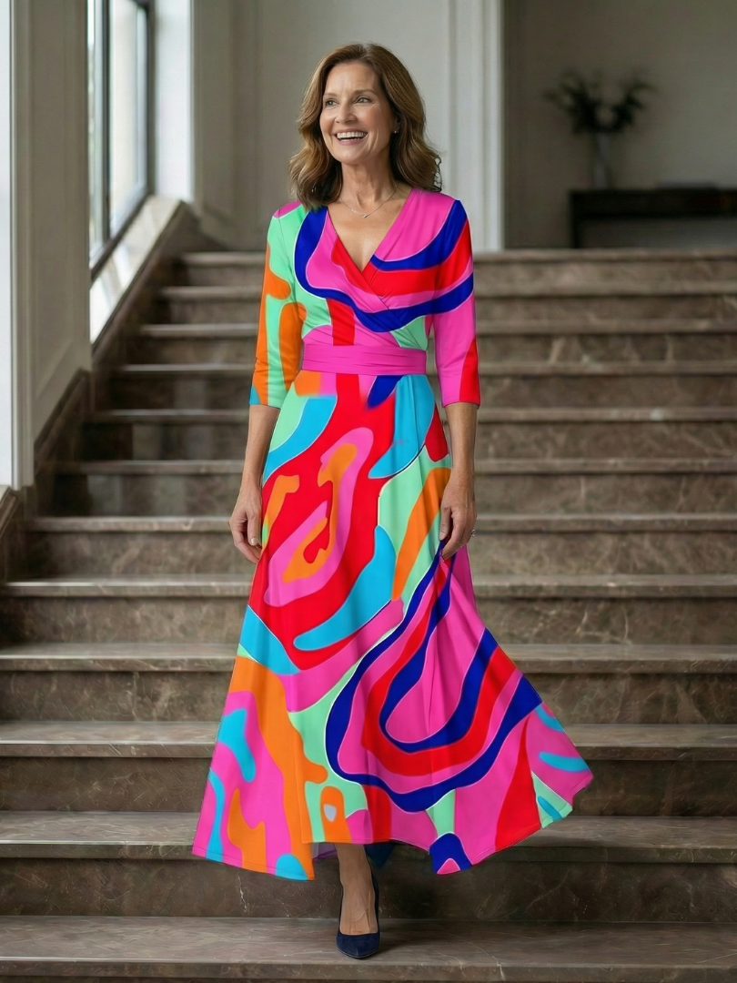 Women's Floral Wrap Maxi Dress with Tie-Waist Detail | Clara
