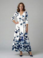 Women's Floral Wrap Maxi Dress with Tie-Waist Detail | Clara