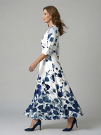 Women's Floral Wrap Maxi Dress with Tie-Waist Detail | Clara