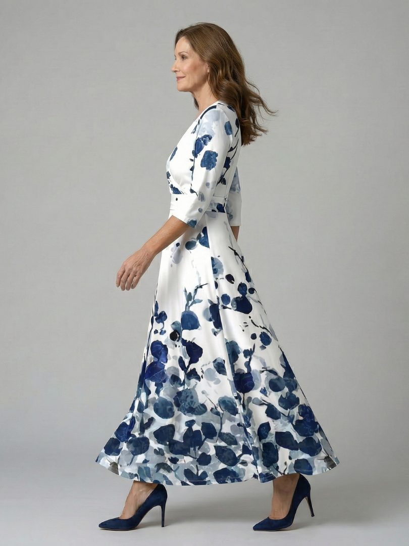 Women's Floral Wrap Maxi Dress with Tie-Waist Detail | Clara