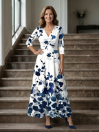 Women's Floral Wrap Maxi Dress with Tie-Waist Detail | Clara
