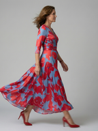 Women's Floral Wrap Maxi Dress with Tie-Waist Detail | Clara