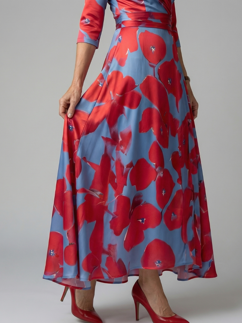 Women's Floral Wrap Maxi Dress with Tie-Waist Detail | Clara