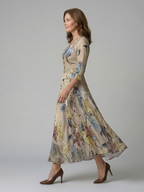 Women's Floral Wrap Maxi Dress with Tie-Waist Detail | Clara