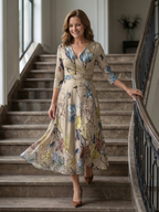 Women's Floral Wrap Maxi Dress with Tie-Waist Detail | Clara