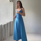 Women's Flowy Cowl Neck Maxi Dress with Spaghetti Straps | Tara