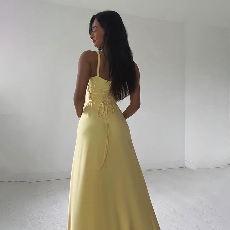 Women's Flowy Cowl Neck Maxi Dress with Spaghetti Straps | Tara