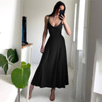 Women's Flowy Cowl Neck Maxi Dress with Spaghetti Straps | Tara
