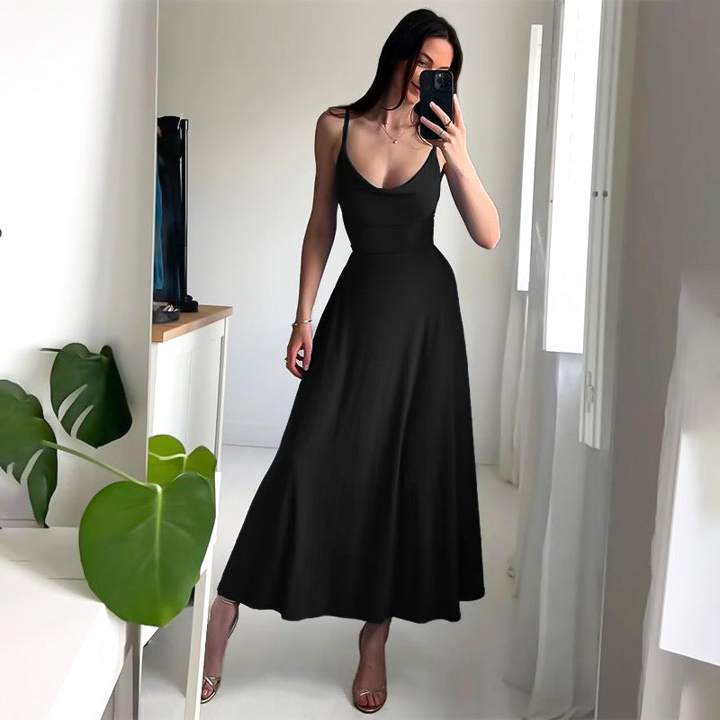 Women's Flowy Cowl Neck Maxi Dress with Spaghetti Straps | Tara