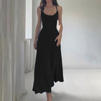 Women's Flowy Cowl Neck Maxi Dress with Spaghetti Straps | Tara