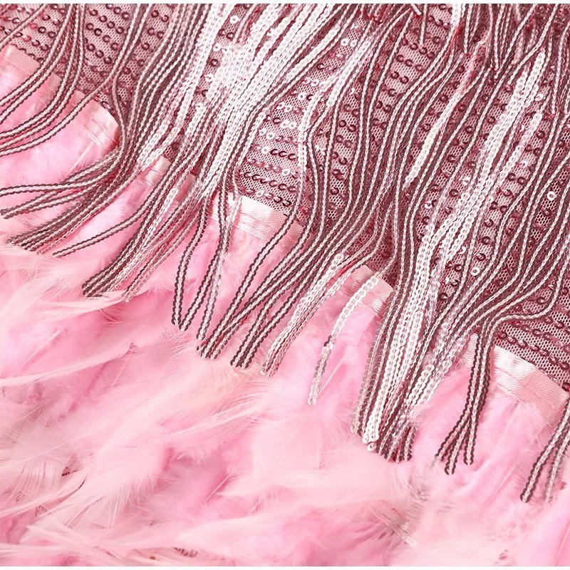 Women's Fringe Feather Mini Party Dress | Yara