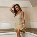 Women's Fringe Feather Mini Party Dress | Yara