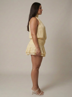 Women's Halter Chiffon Mini Dress with Ruffle Hem | Layla