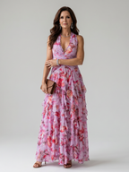 Women's Halter Neck Floral Maxi Dress with Ruffle Skirt | Elena