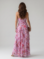 Women's Halter Neck Floral Maxi Dress with Ruffle Skirt | Elena