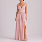 Women's Lace Cap Sleeve Wrap Maxi Dress with Side Slit | Juniper