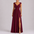 Women's Lace Cap Sleeve Wrap Maxi Dress with Side Slit | Juniper