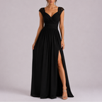 Women's Lace Cap Sleeve Wrap Maxi Dress with Side Slit | Juniper