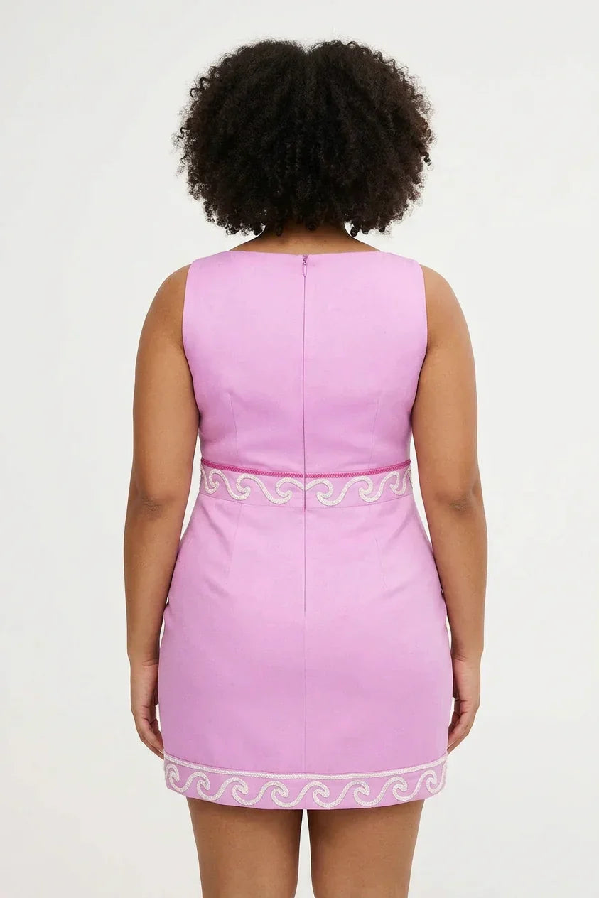 Women's Linen Blend Embroidered Cut-Out Mini Dress | Charlotte