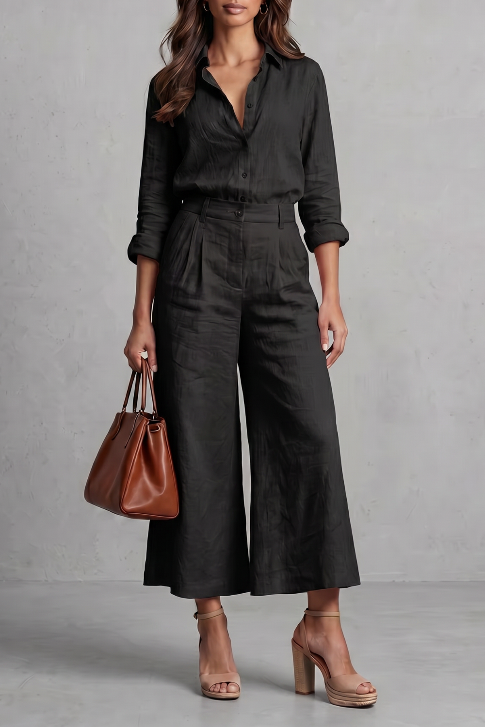 Women's Linen Look Shirt & Wide-Leg Trouser Co-ord Set | Daisy