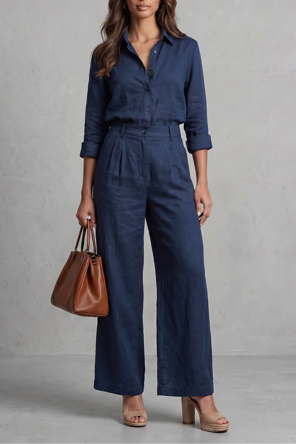 Women's Linen Look Shirt & Wide-Leg Trouser Co-ord Set | Daisy
