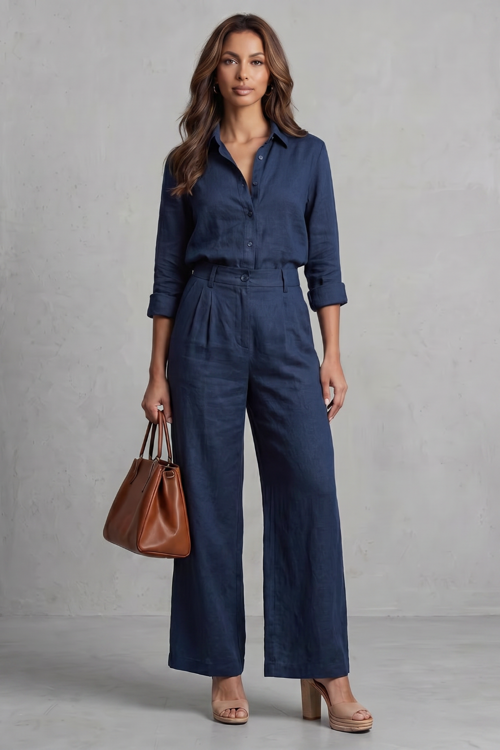 Women's Linen Look Shirt & Wide-Leg Trouser Co-ord Set | Daisy