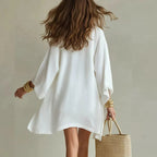 Women's Linen Three-Piece Set with Kimono Cardigan & Shorts | Vivian