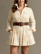 Women's Long Sleeve Plaid Mini Shirt Dress | Charlotte