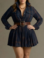 Women's Long Sleeve Plaid Mini Shirt Dress | Charlotte