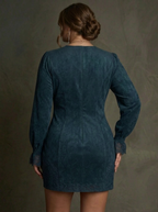 Women's Long Sleeve Suede Mini Dress with Lace Trim | Josie